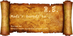 Maár Borbála névjegykártya